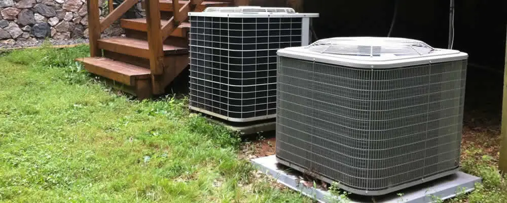 Heat pump installation and service units outside a home in Oakland, CA